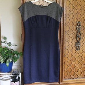ALLEN SOLLY Colorblock Sheath Career Work Dress NWOT! - Navy/Gray Size S